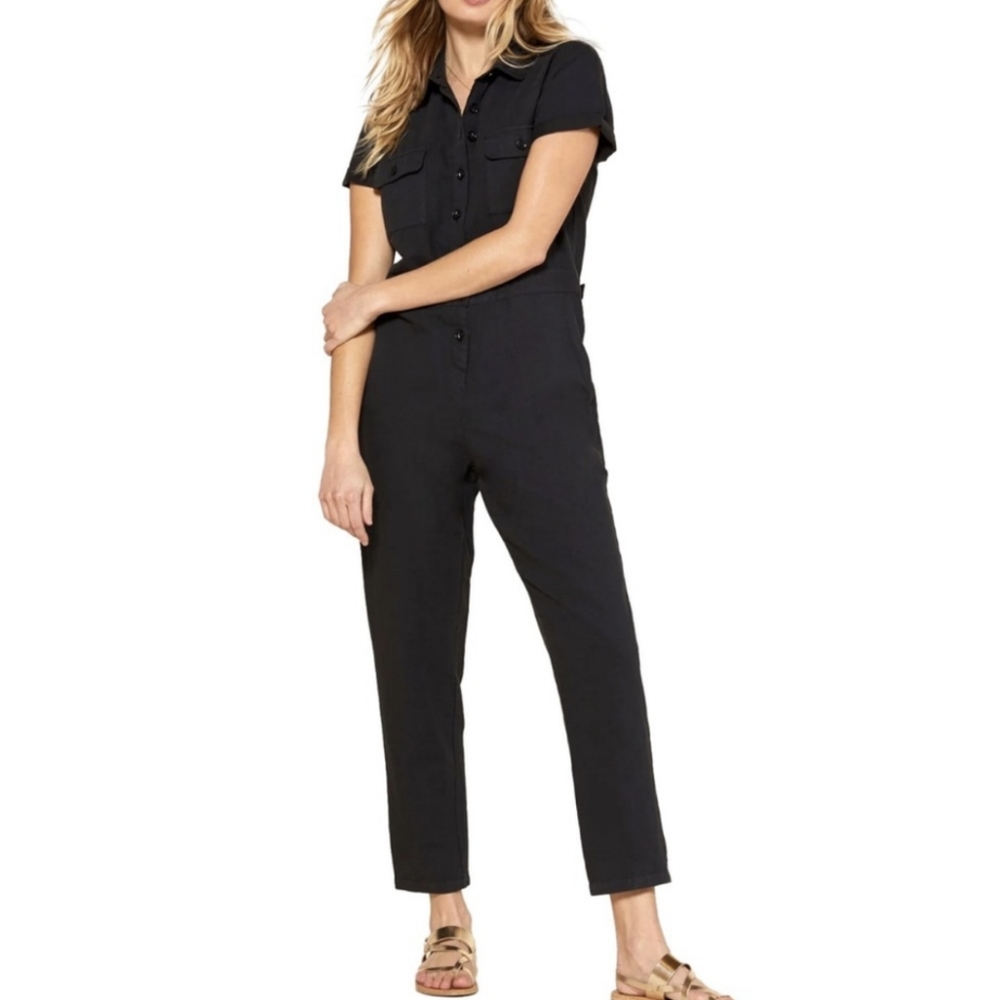 Outerknown S.E.A Suit Short Sleeve Jumpsuit Women's Size Large Black